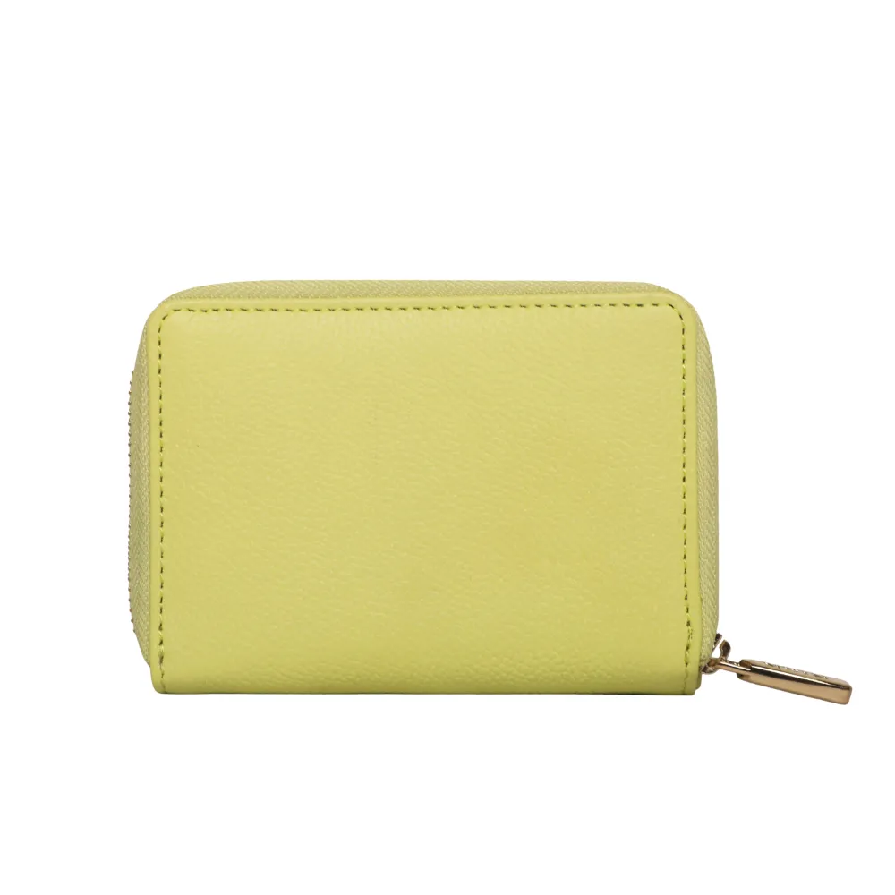 Lime Pleated Leather Bi Fold Purse - Image 5