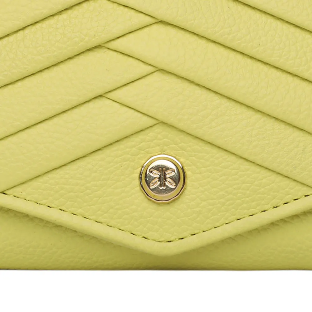 Lime Pleated Leather Bi Fold Purse - Image 6