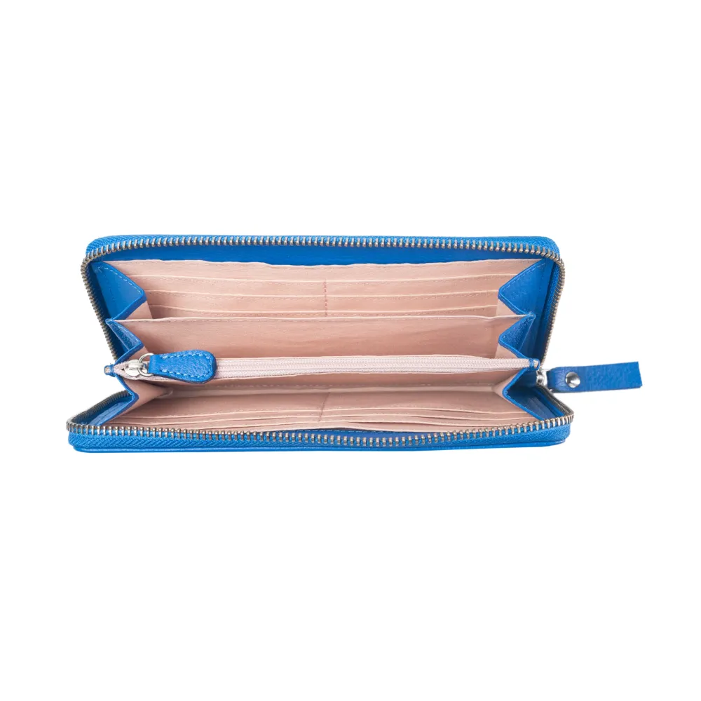 Blue Square Quilted Zip Around Purse - Image 3