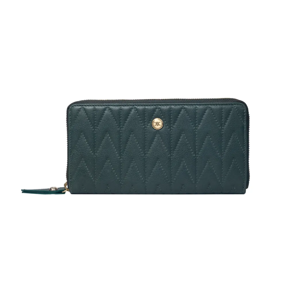 Green Quilted Zip Around Purse - Image 2