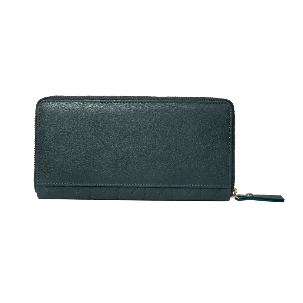 Green Quilted Zip Around Purse - Image 4