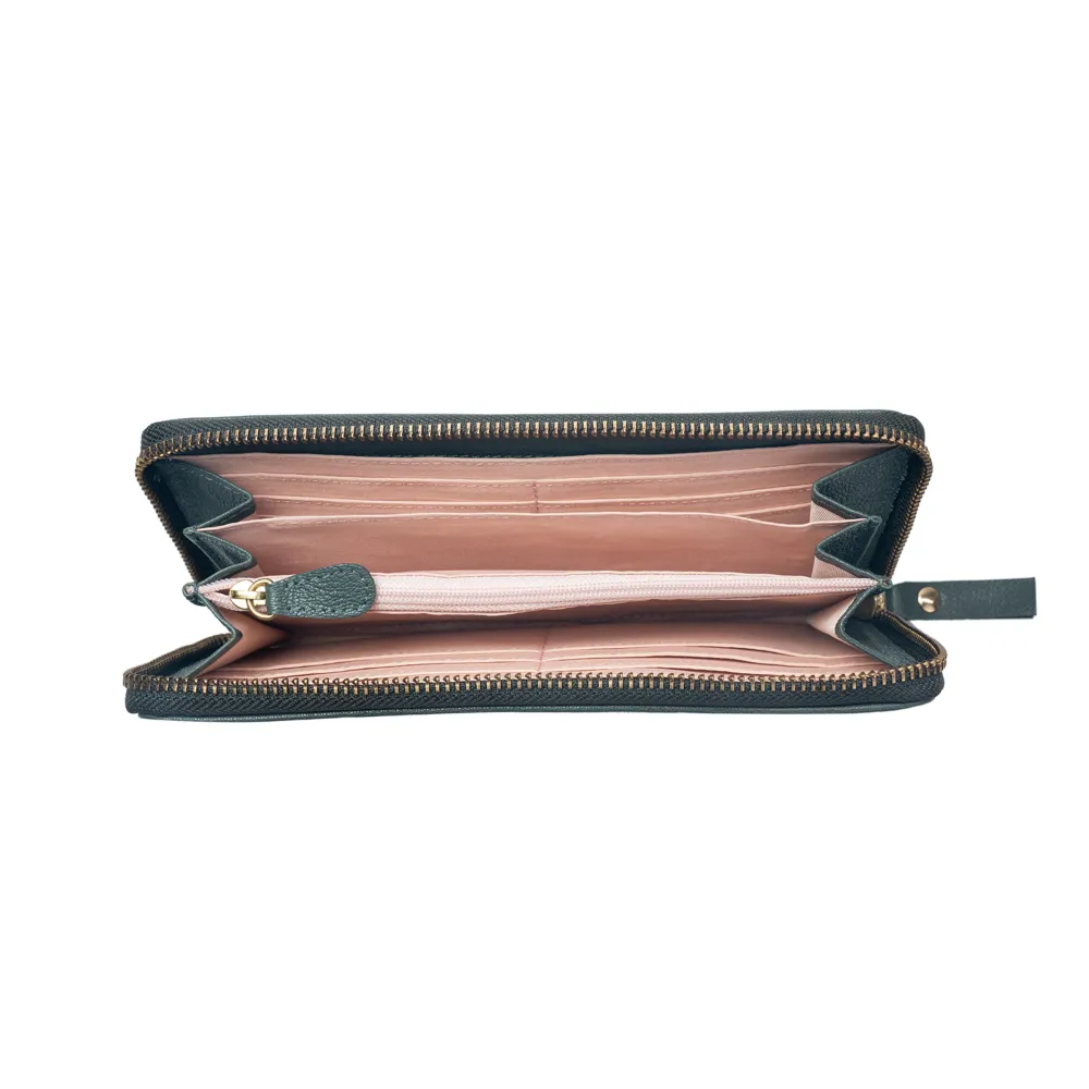 Green Quilted Zip Around Purse - Image 3