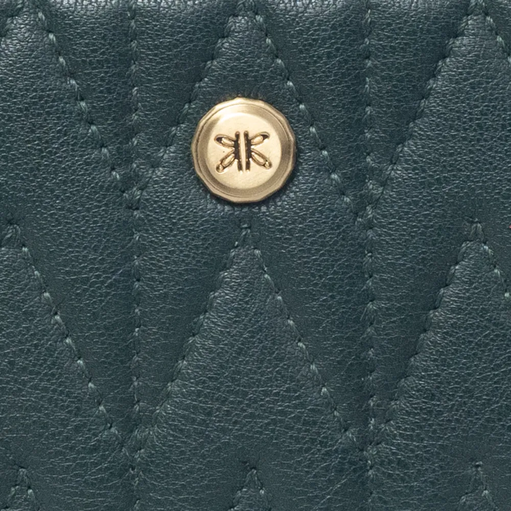 Green Quilted Zip Around Purse - Image 5
