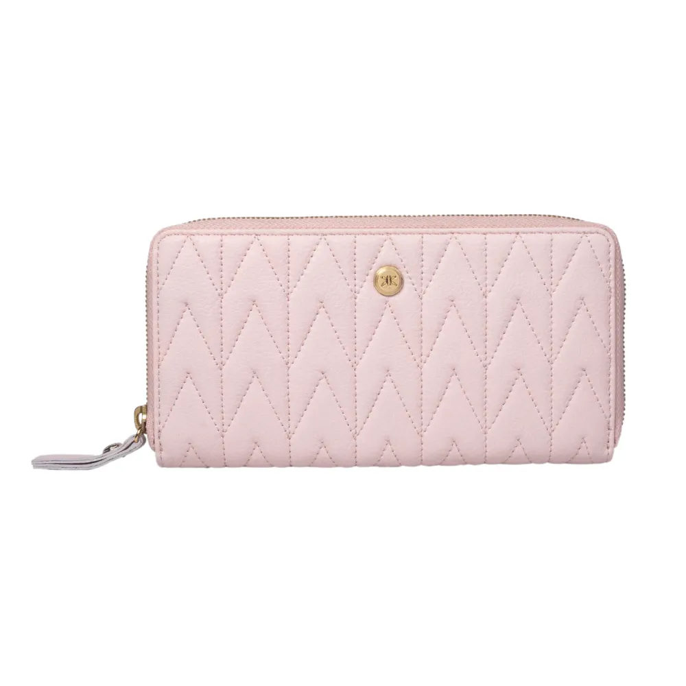Pink Quilted Zip Around Purse - Image 2