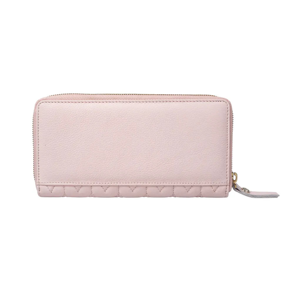 Pink Quilted Zip Around Purse - Image 4