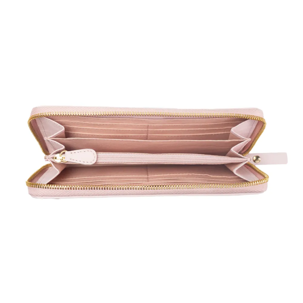 Pink Quilted Zip Around Purse - Image 3