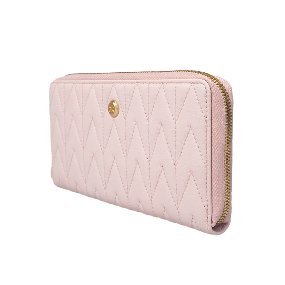 Pink Quilted Zip Around Purse - Image 6