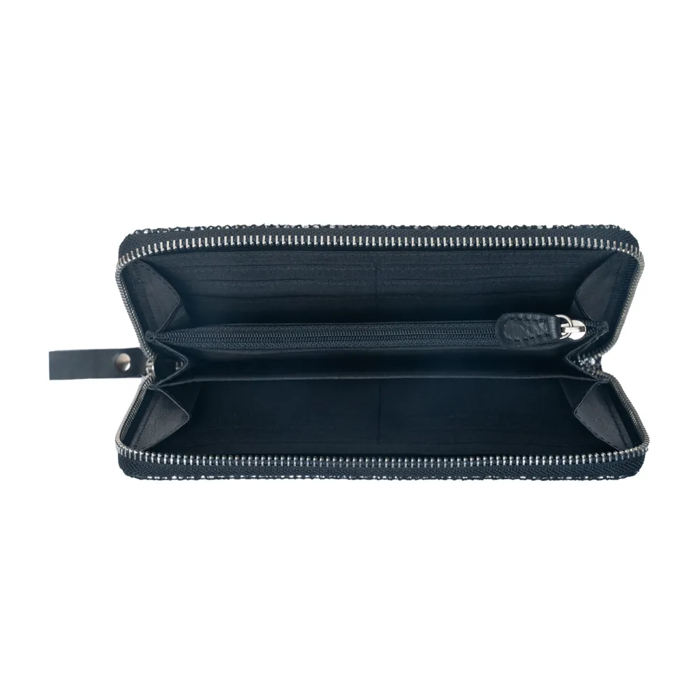 Silver Black Zip Around Purse - Image 3