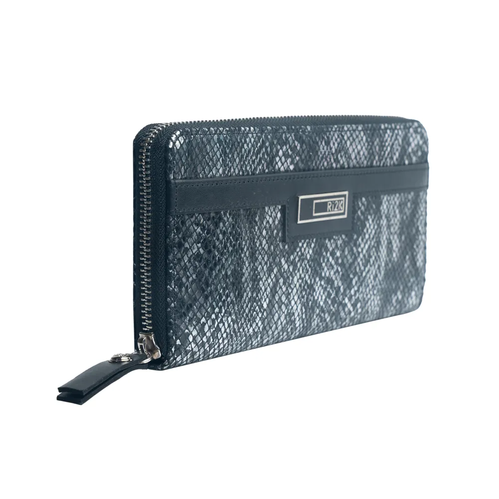 Silver Black Zip Around Purse - Image 6