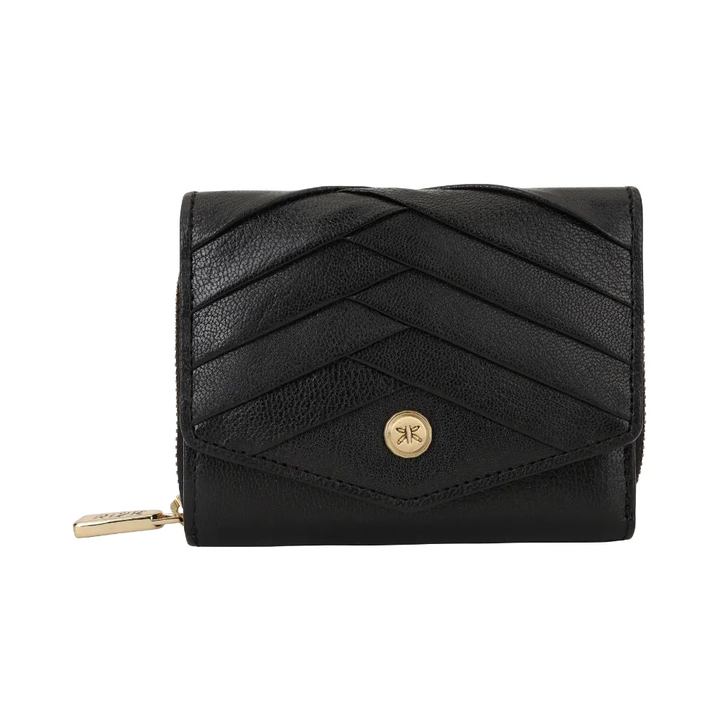 Black Pleated Leather Bi Fold Purse - Image 2