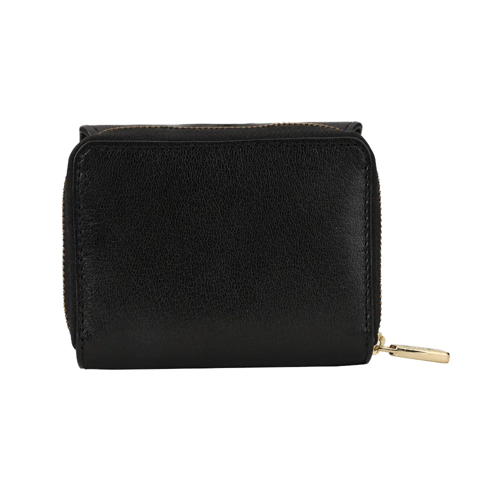 Black Pleated Leather Bi Fold Purse - Image 5