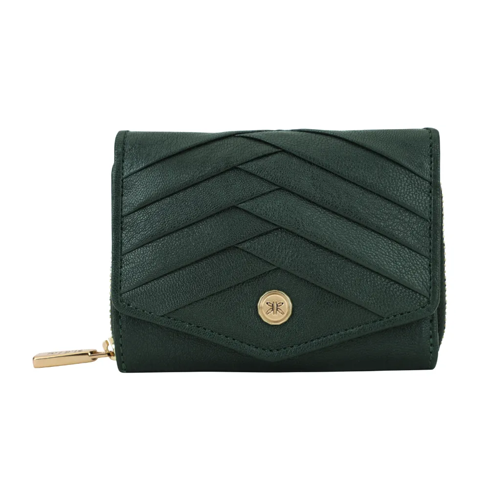 Green Pleated Leather Bi Fold Purse - Image 2