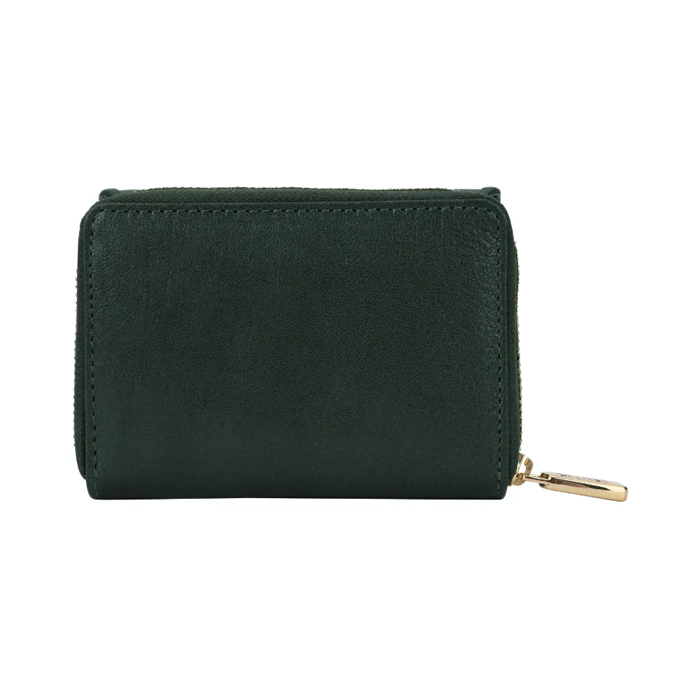 Green Pleated Leather Bi Fold Purse - Image 3