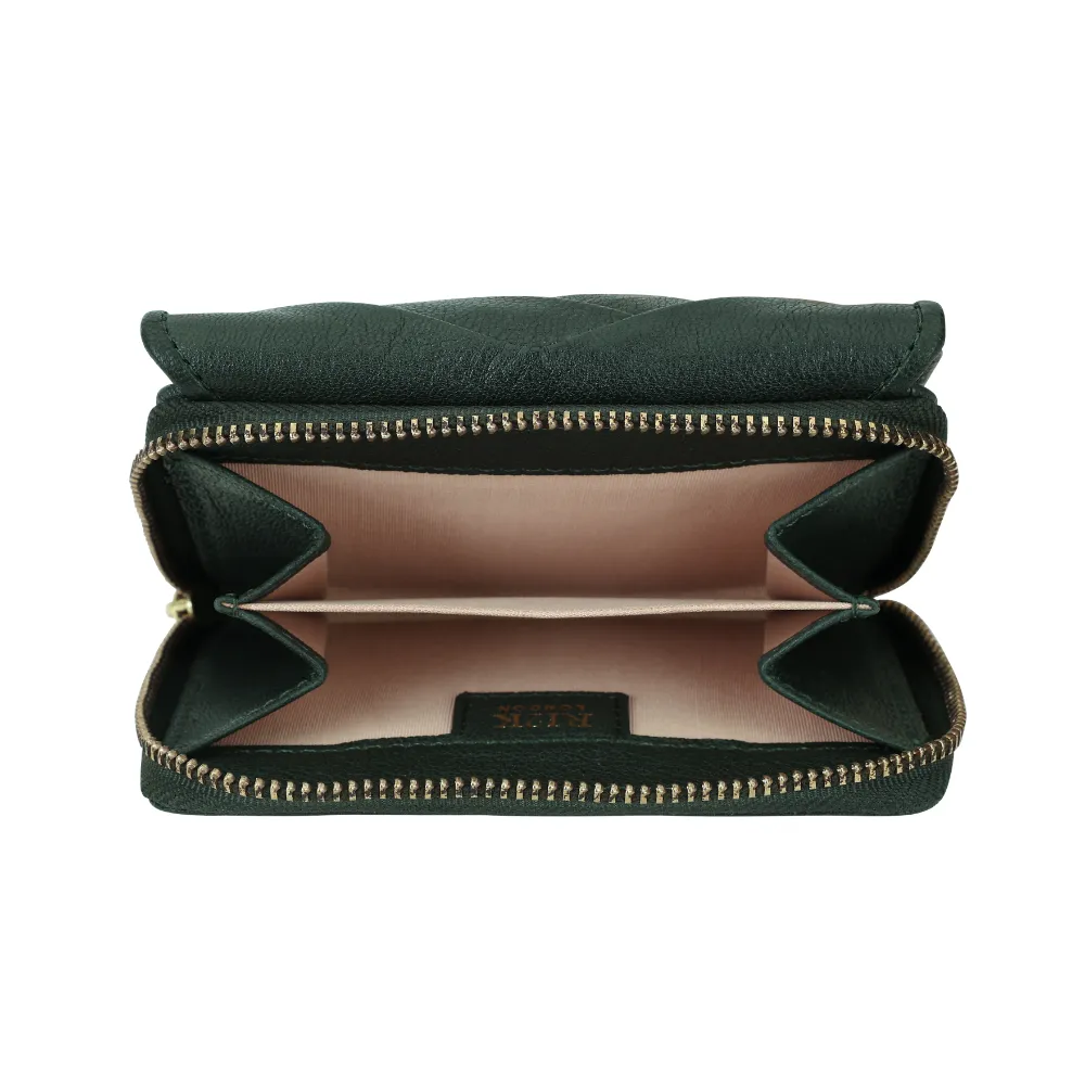 Green Pleated Leather Bi Fold Purse - Image 4