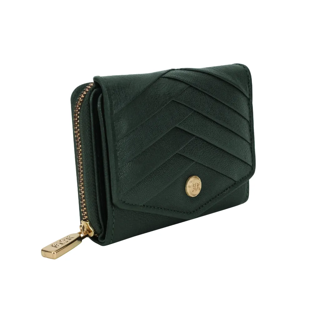 Green Pleated Leather Bi Fold Purse - Image 7