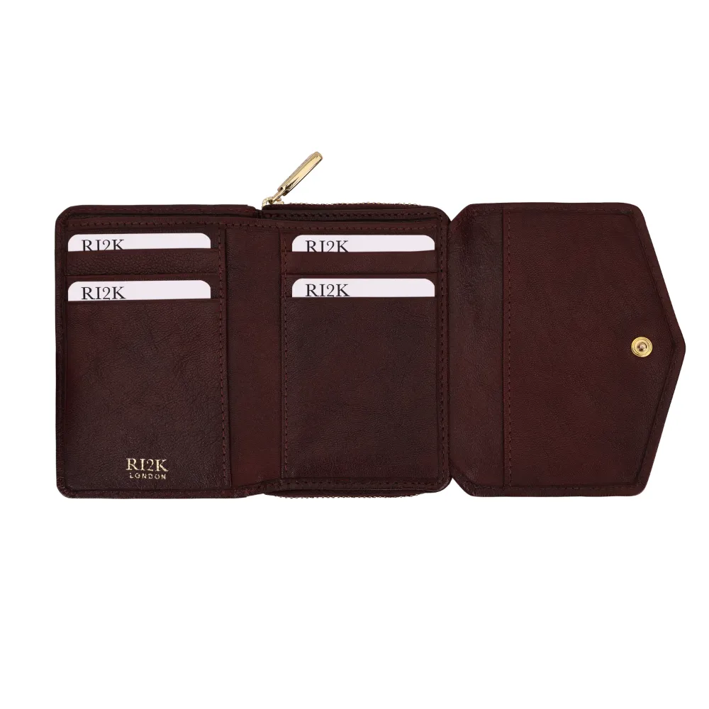 Wine Pleated Leather Bi Fold Purse - Image 3