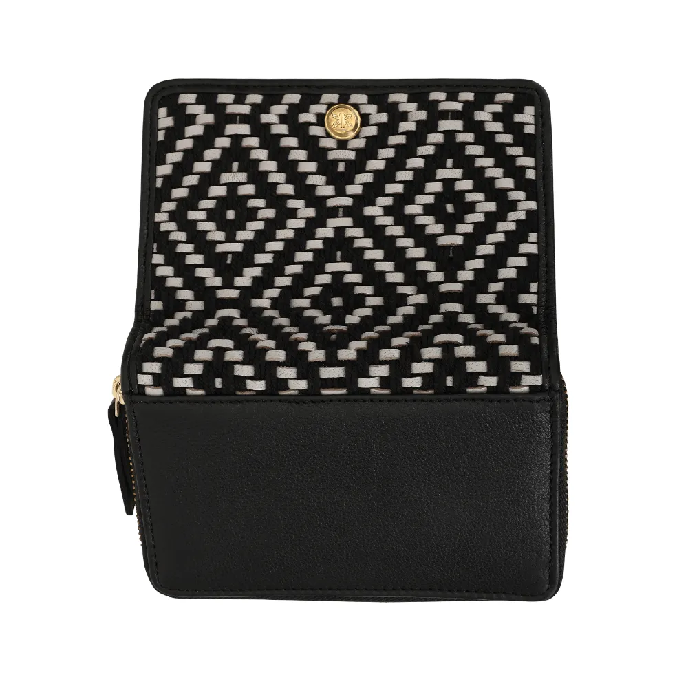 Black and White Genuine Leather Medium Zip Around Purse - Image 6