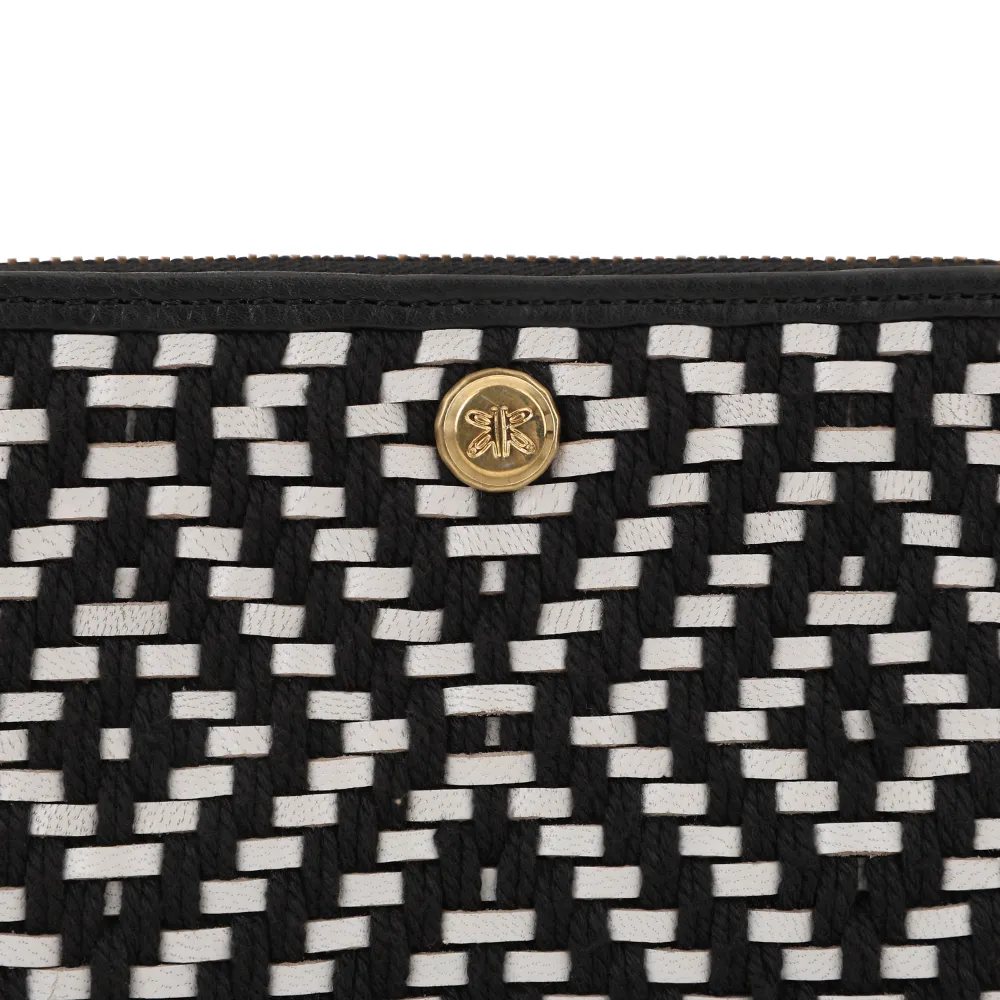 Black and White Genuine Leather Medium Zip Around Purse - Image 7