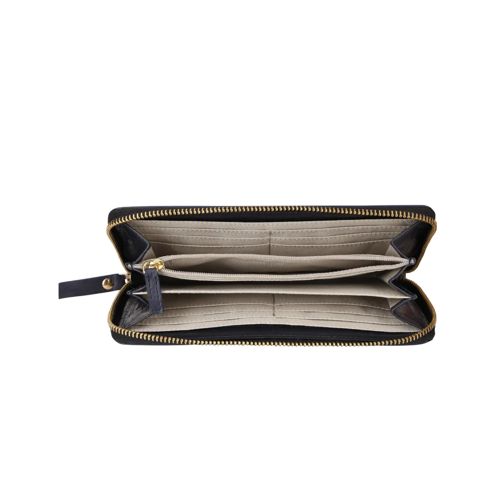 Navy Weave Leather Zip Around Purse - Image 3