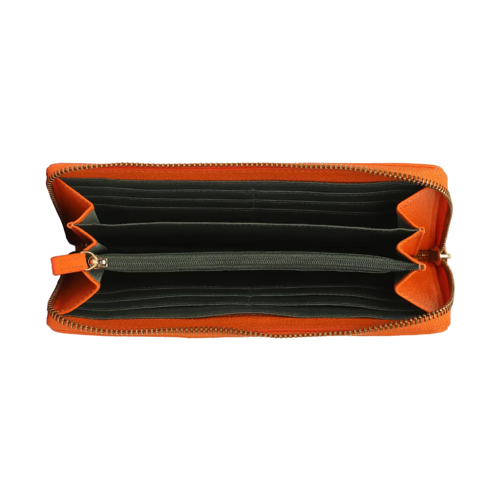 Orange Square Quilted Zip Around Purse - Image 3