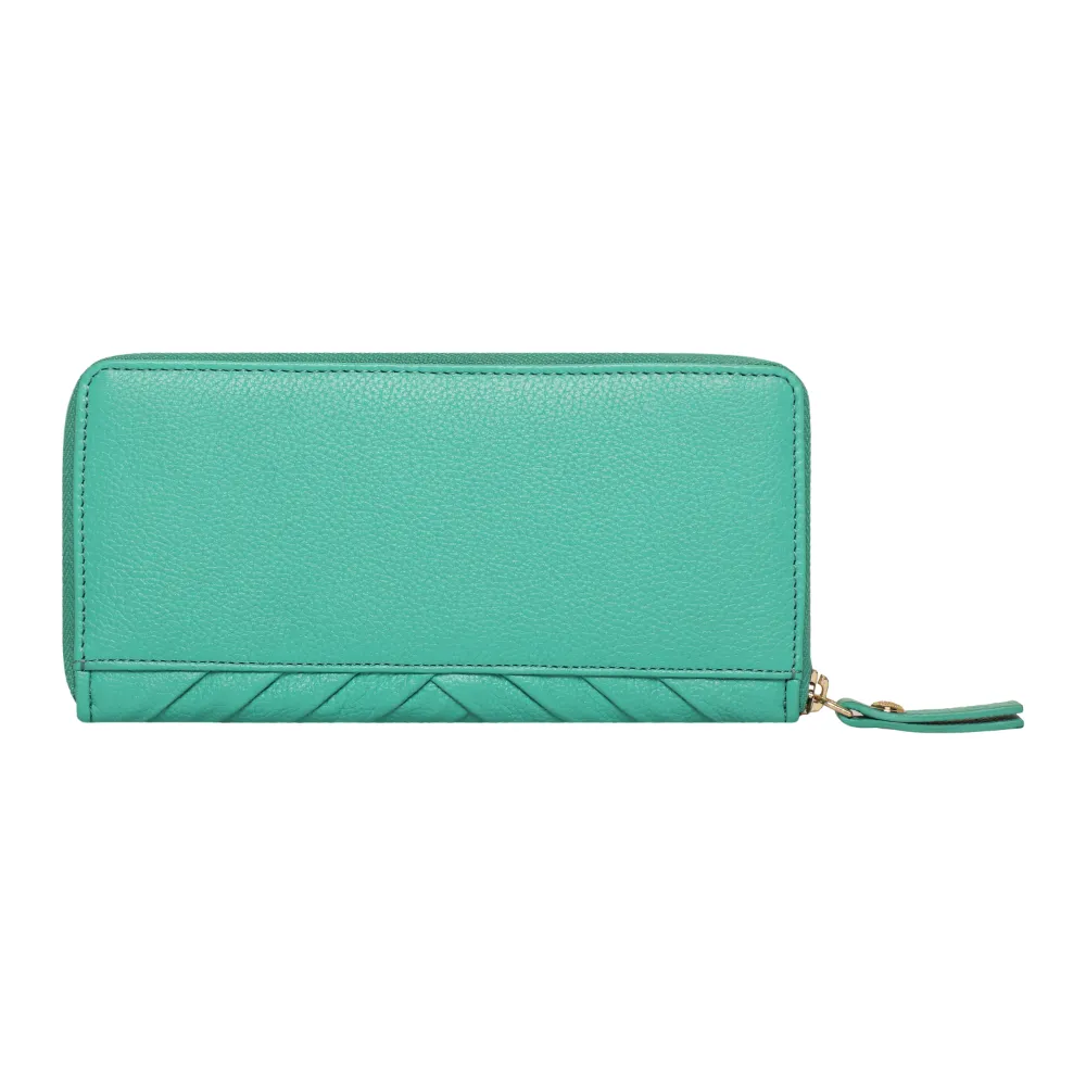 Turquoise Pleated Zip Around Purse - Image 4