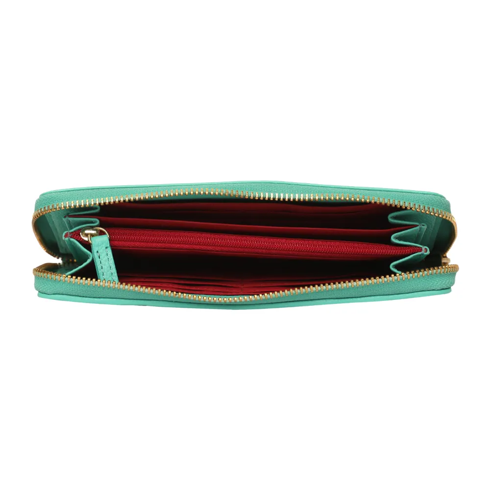 Turquoise Pleated Zip Around Purse - Image 3