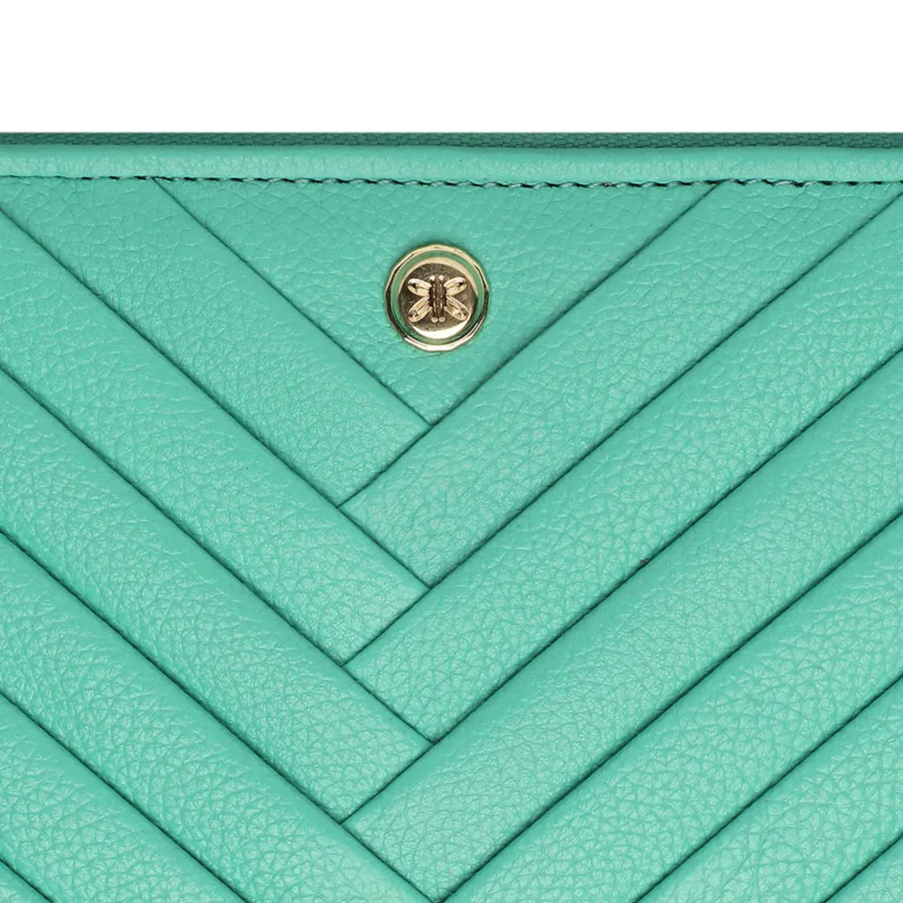 Turquoise Pleated Zip Around Purse - Image 5