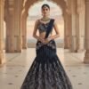 Midnight Enchanté Navy Blue Embroidered Bridal Lehenga