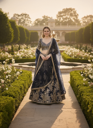 Midnight Majesty Embroidered Bridal Lehenga