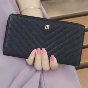 Akita Quilted Signature Black Zip Around Purse