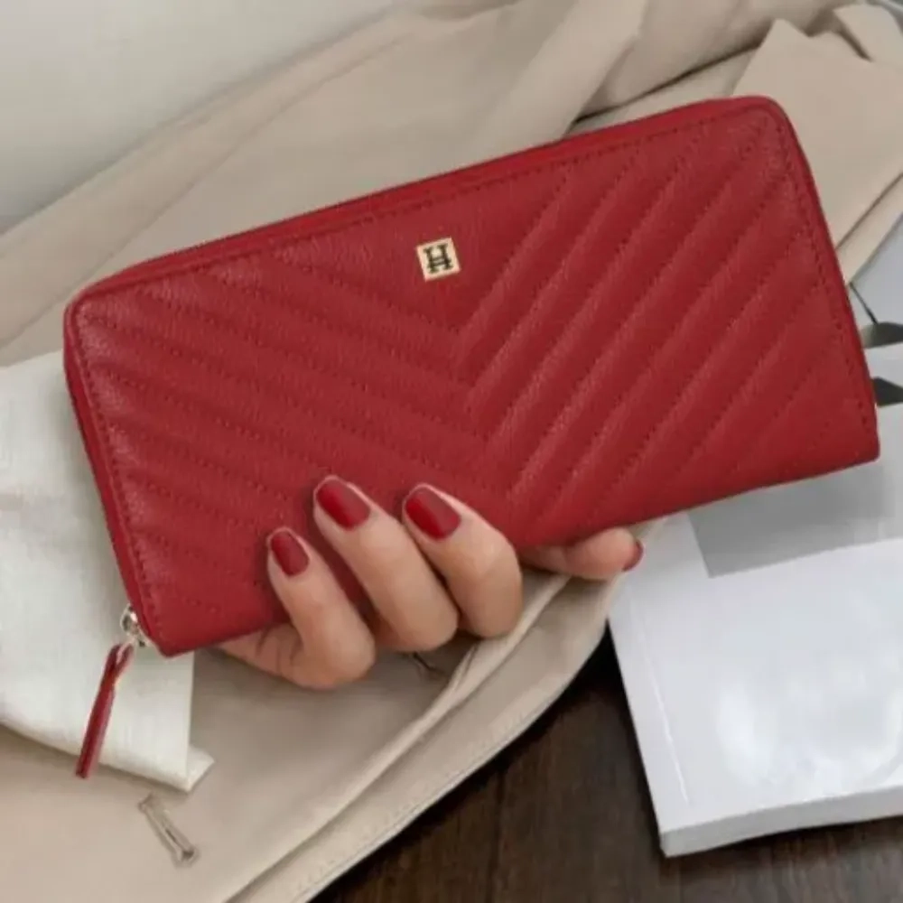 Akita Quilted Signature Red Zip Around Purse