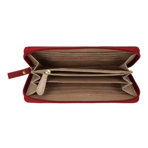 Akita Quilted Signature Red Zip Around Purse - Image 5