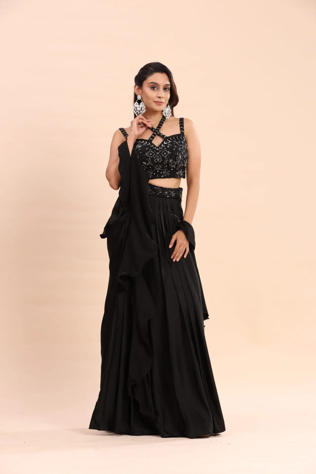 Midnight Charm Black Embroidered Co-Ord Set - Image 2