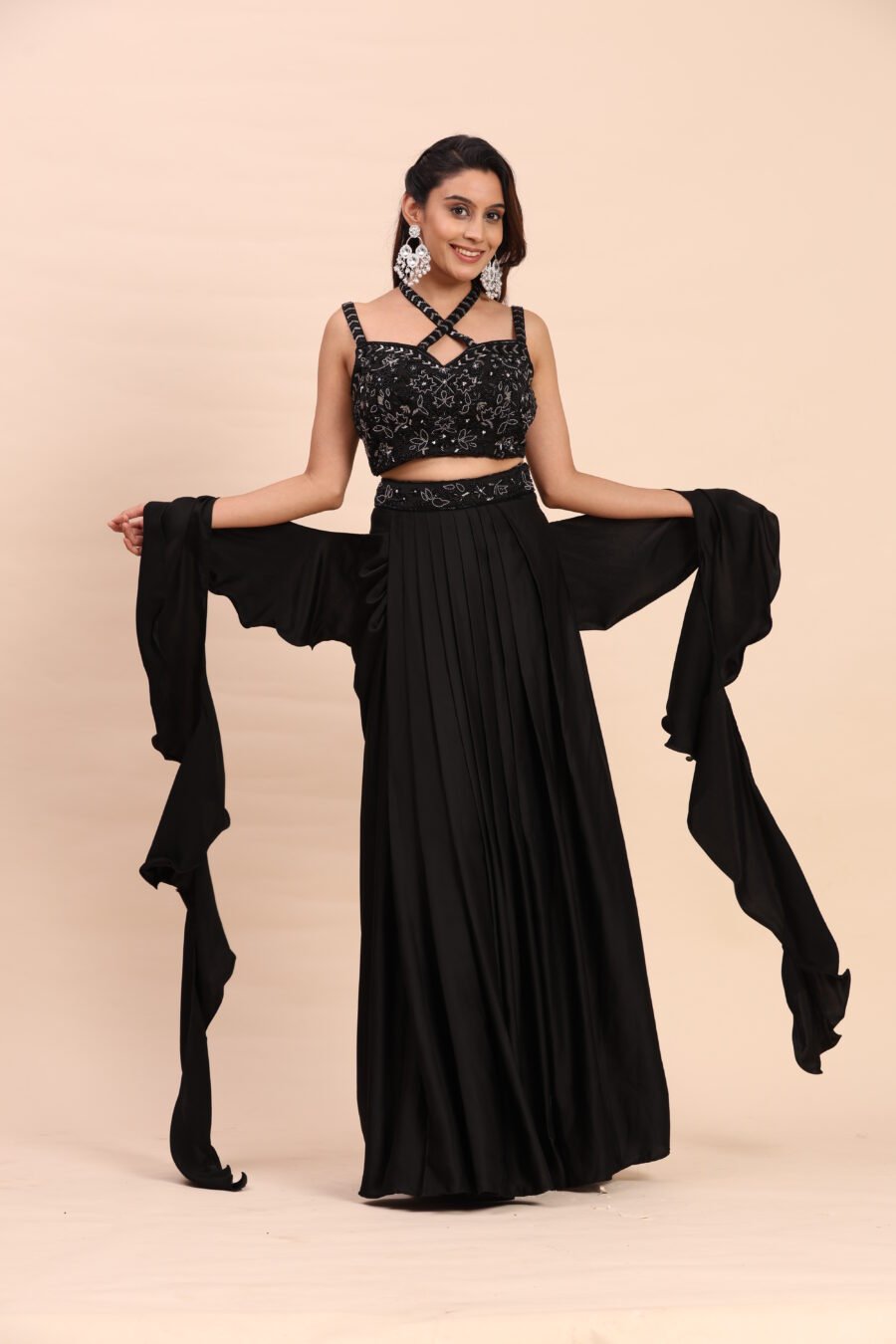 Midnight Charm Black Embroidered Co-Ord Set