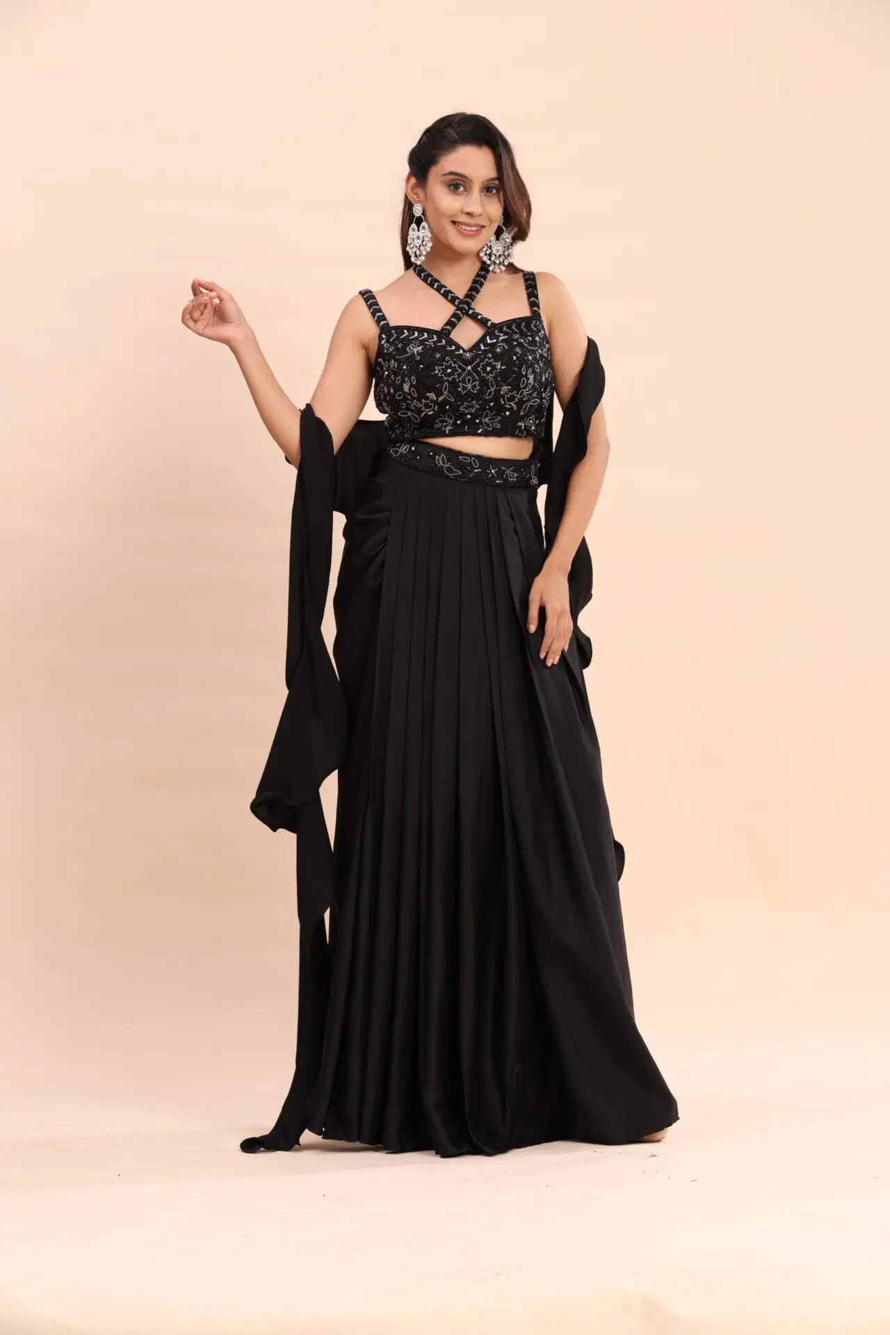 Midnight Charm Black Embroidered Co-Ord Set - Image 3
