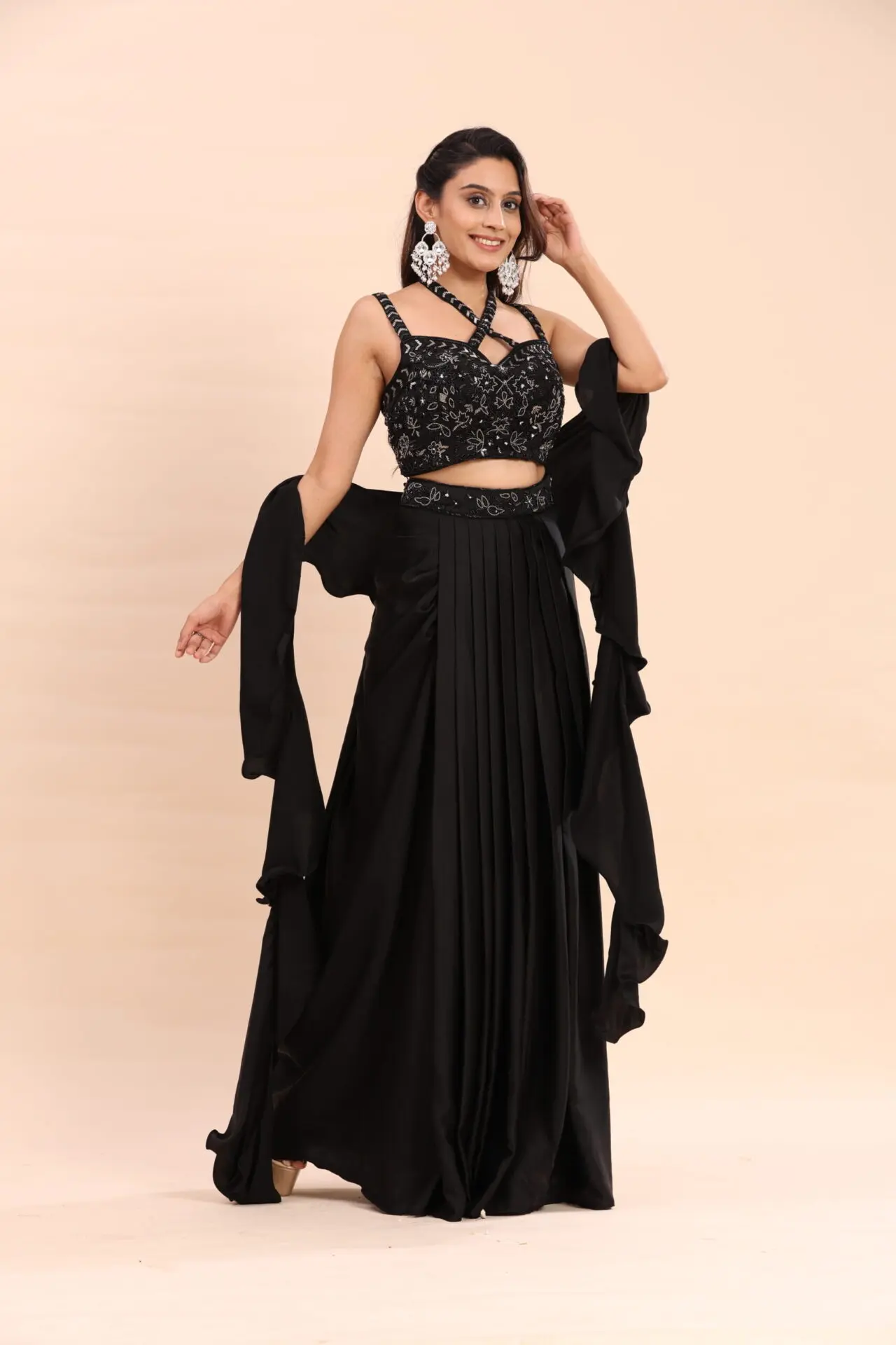Midnight Charm Black Embroidered Co-Ord Set - Image 4