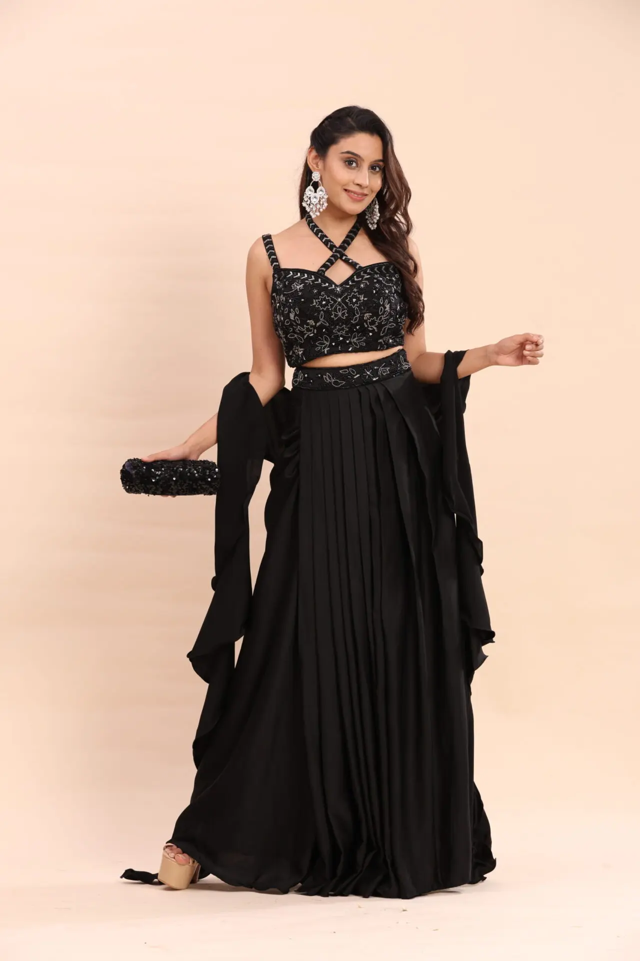 Midnight Charm Black Embroidered Co-Ord Set - Image 5