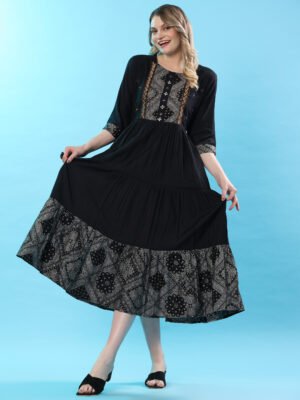 Ebony Grace Printed Cotton Midi Dress