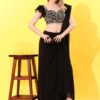 Midnight Glam Embroidered Ruffle Saree Set