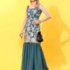 Teal Bloom Embroidered Sharara Set