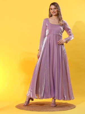 Lavender Dream Satin Anarkali Gown