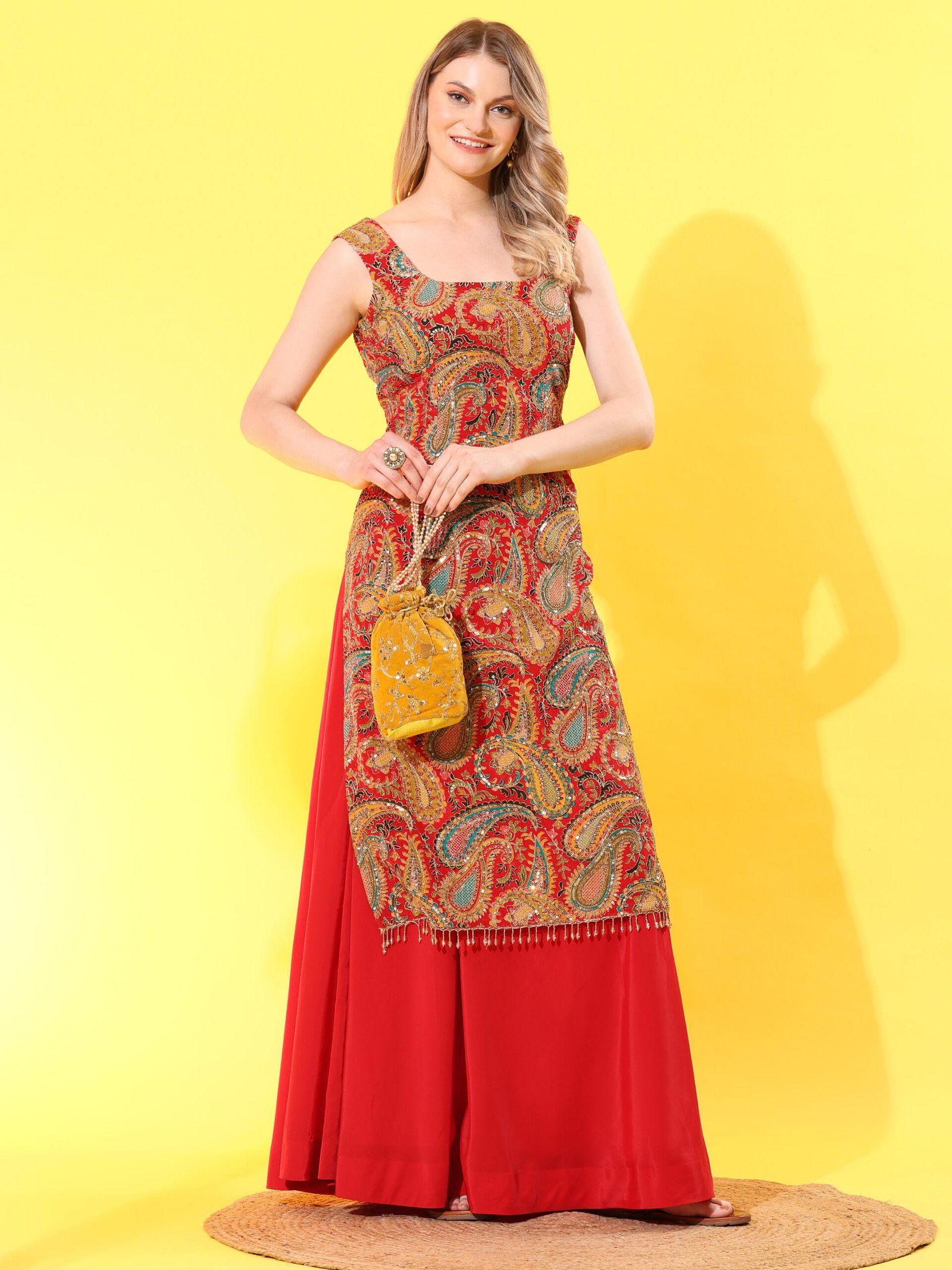 Royal Radiance Red Embroidered Kurta Set