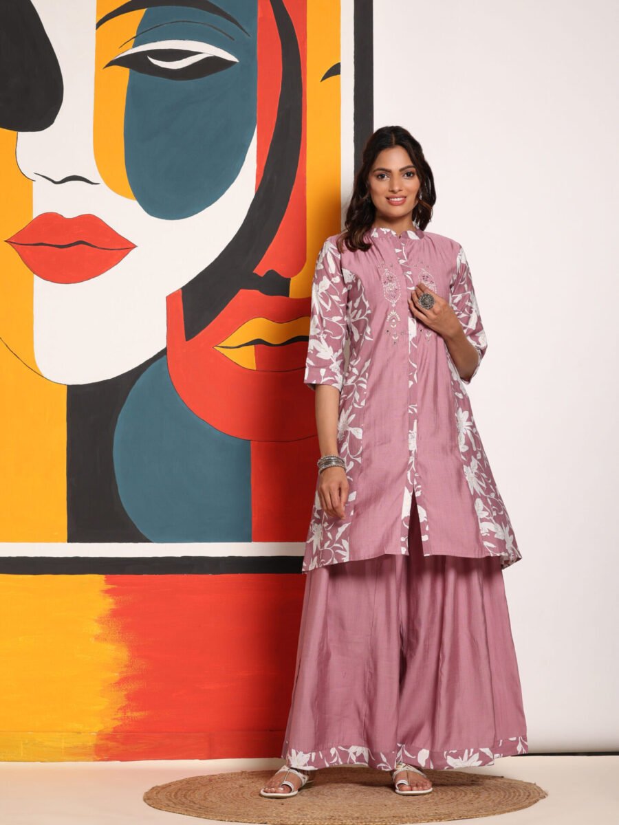 Pink Floral Kurta Set
