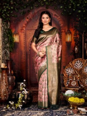 Banarasi Green Crafted Silk Saree