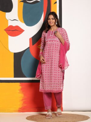 Pink Serenity Ethnic Kurta with Dupatta
