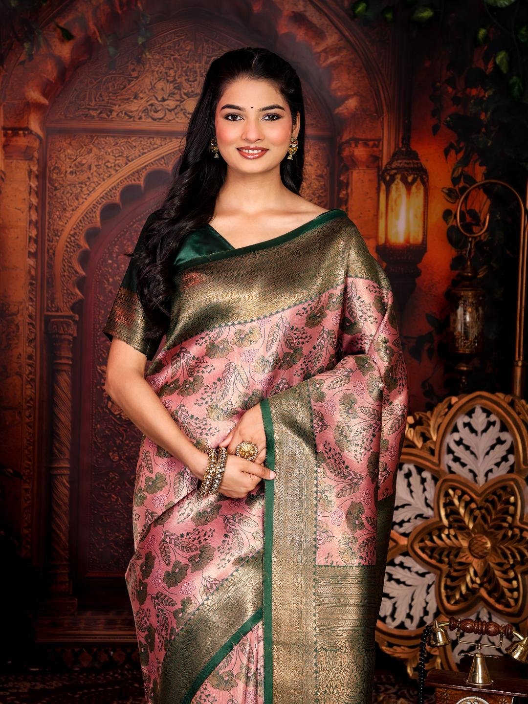 Banarasi Green Crafted Silk Saree - Image 4