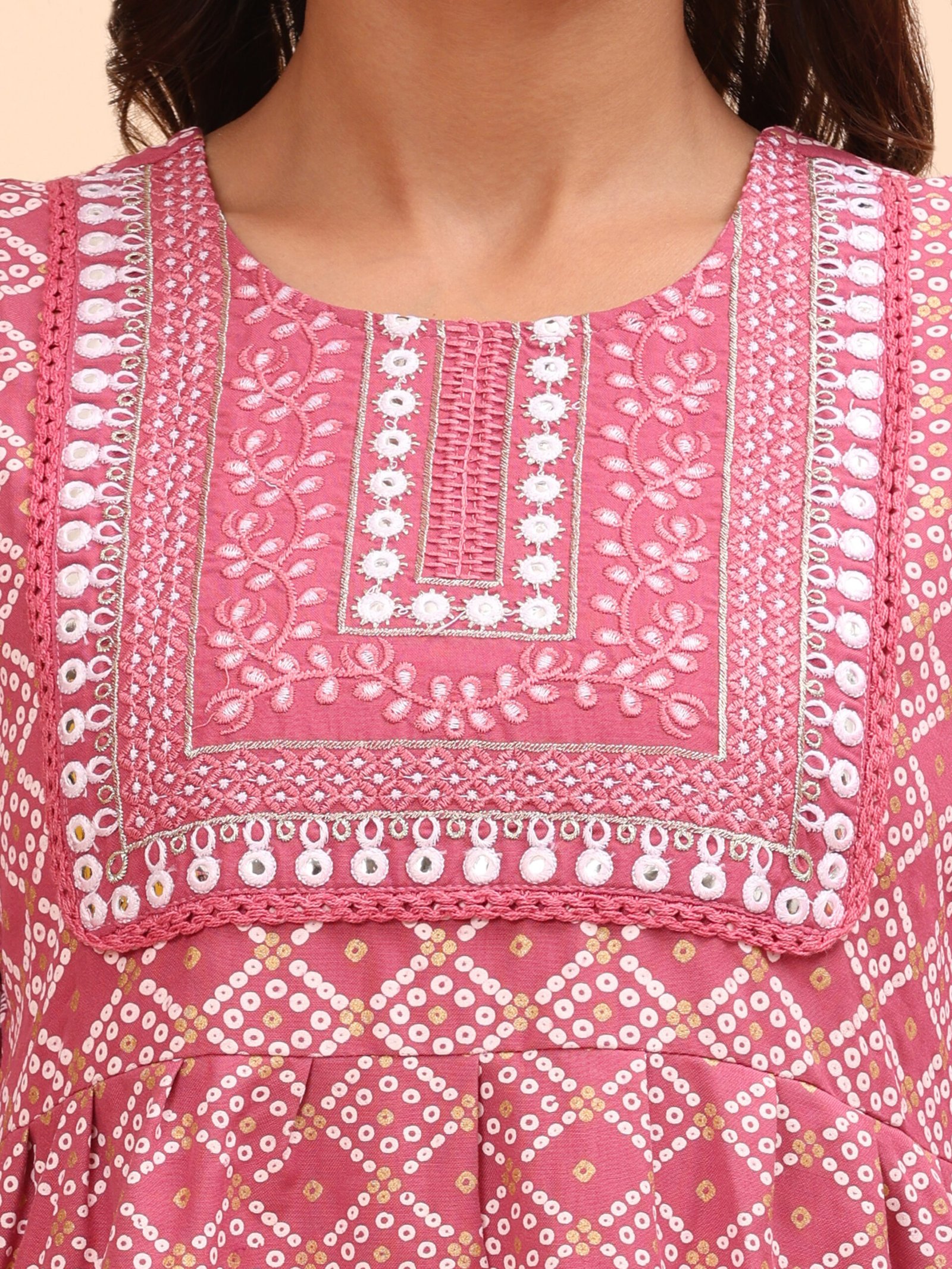 Pink Serenity Ethnic Kurta with Dupatta - Image 4
