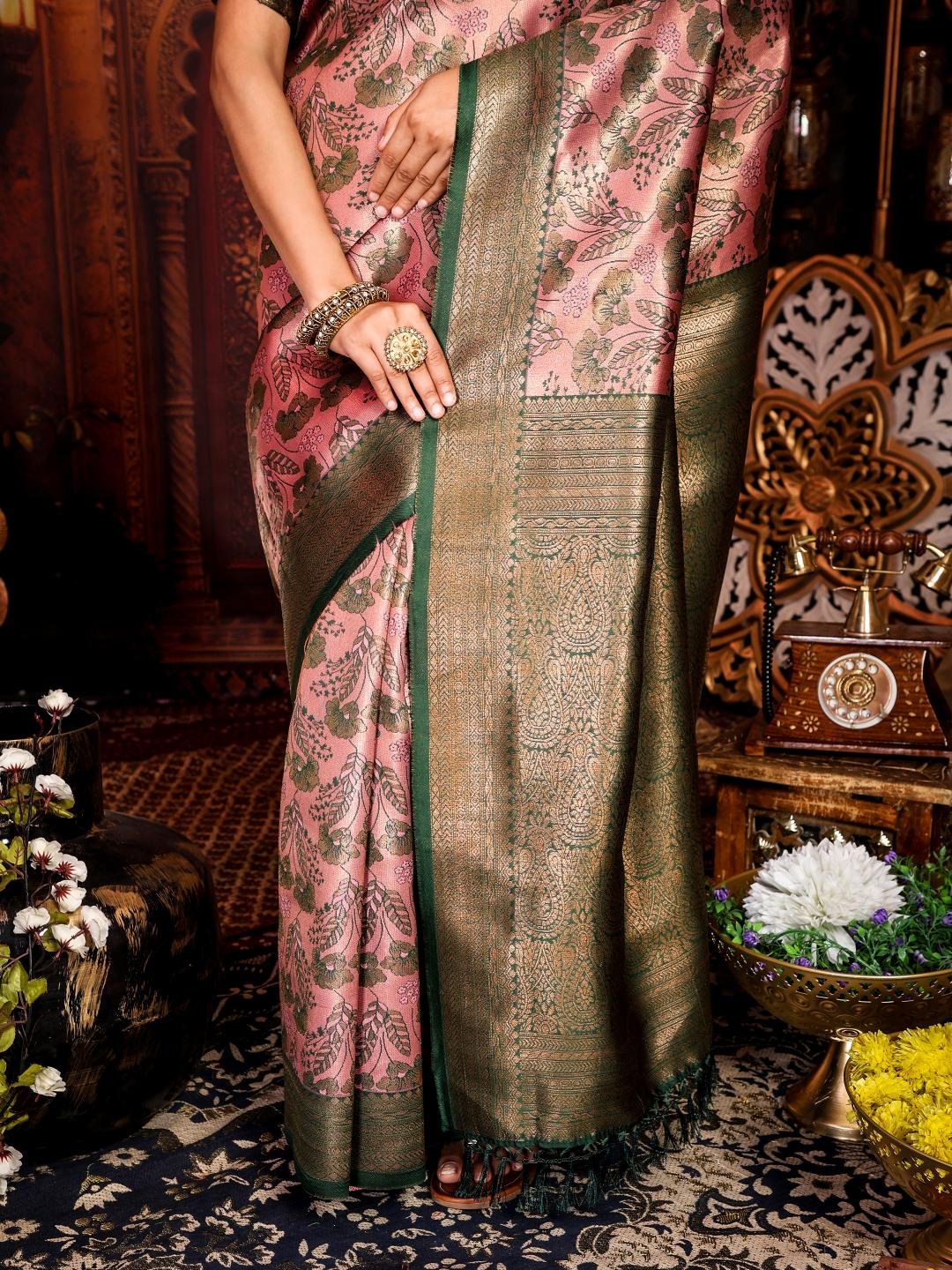Banarasi Green Crafted Silk Saree - Image 6