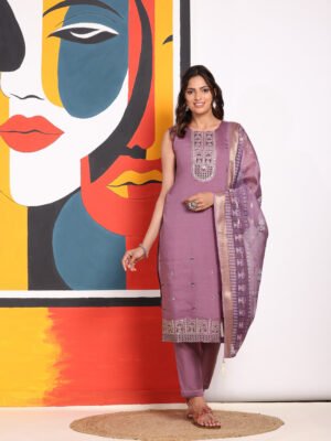 Lavender Charm Handcrafted Silk Kurta Set