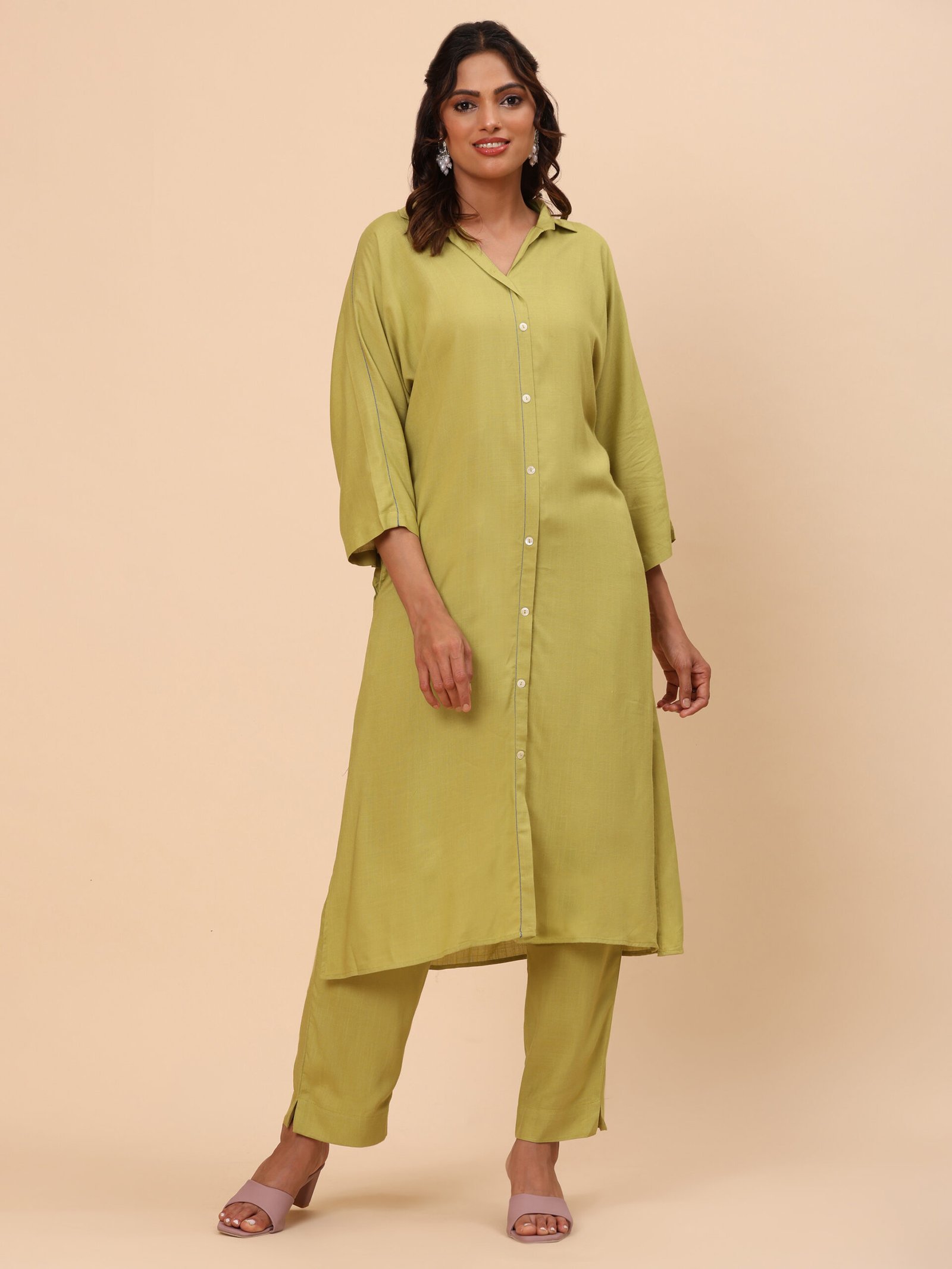 Lemon Olive Relaxed Fit Kurta Set - Image 2